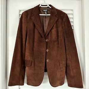 DKNY Donna Karan New York Brown Swede Blazer Jacket